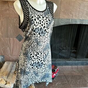 Lily leopard print handkerchief dress goth punk studded  size small